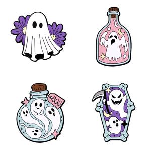 YINI Niedliche Cartoon Halloween Emaille Digital Bedruckte Custom Anstecknadeln Geist Teufel Brosche aus Metall für Feiertagsdekoration Kleidung Taschen - Product Image 5