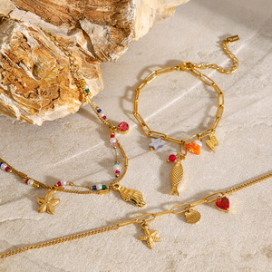 Pulsera de Moda con Dijes, Chapada en Oro de 18K, con Perlas, Estrellas y Cuentas, Joyería para Mujer, Accesorio de Regalo - Product Image 2