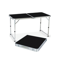 Table de pique-nique extérieure en aluminium à livraison rapide, 6 pieds, portable, pliable, noire, avec trou pour parasol
