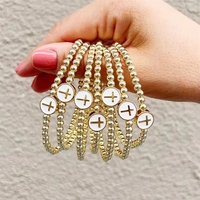 Pulseras de Perlas de Agua Dulce con Detalles en Oro de 18K, Delicadas, Resistentes al Agua, de Acero Inoxidable, Elásticas, Clásicas, Apilables, para Regalo
