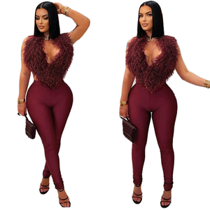 C0887 Phụ Nữ Của Mùa Hè Thời Trang Thiết Lập Mới Phát Hành Hàng Đầu Xà Cạp Sâu V Cổ Backless Treo Cổ Tie Rắn Mô Hình Skinny Phù Hợp Với - Product Image 1