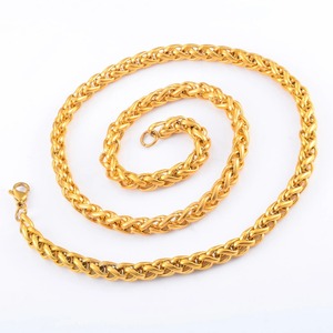 Collier long classique en acier inoxydable, chaîne maille épi, plaqué or, pour hommes et femmes, accessoires de bijouterie, collier ras du cou - Product Image 6