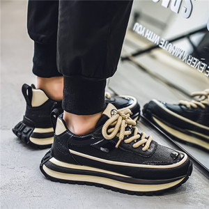 Zapatillas Retro de Plataforma Verde Oscuro para Hombre, de Gamuza y Cuero, con Suela Gruesa, de Caña Baja, con Cordones, Estilo Vintage para Senderismo, Zapatos Casuales - Product Image 4
