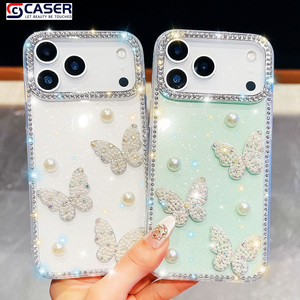 Custodie per Cellulari di Lusso con Diamanti Scintillanti, Glitter, Perle Trasparenti e Farfalle per <span class=keywords><strong>iPhone</strong></span> 17Air 17Promax 16E 15 <span class=keywords><strong>14</strong></span> 13 - Product Image 3