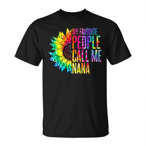 T-shirt unisexe pour adulte à col rond et manches courtes avec impression numérique « My Favorite People Call Me Nana Sunflower Tie Dye » - Product Image 3