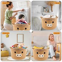 Panier de rangement rond en corde de coton motif petite vache mignonne, organisateur de bureau dessin animé, porte-clés, tri des articles divers, modèle X-151