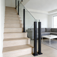 Rampe d'escalier en verre sans cadre en acier inoxydable noir, design moderne, installation facile, résistante à la rouille, pour villa