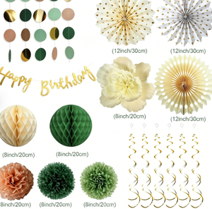 Set de Decoración para Bebé con Pancarta Unisex 'Oh Baby', Farolillos de Papel, Globos de Confeti <span class=keywords><strong>Verde</strong></span> Salvia y Dorado para Bautizo, Cumpleaños y Fondo de Decoración - Product Image 5