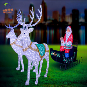Guirlande lumineuse LED 3D renne traînant un chariot, étanche IP65, pour festivals de Noël en extérieur, décorations commerciales, CRI 95 élevé, rechargeable - Product Image 1