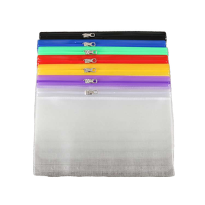 Rõ ràng A5 A6 Frosted PVC 3 vòng bút chì Pouch Điền Phong bì Pouch Túi chất kết dính tiền mặt túi thư mục với nhiều màu kim loại dây kéo - Product Image 1