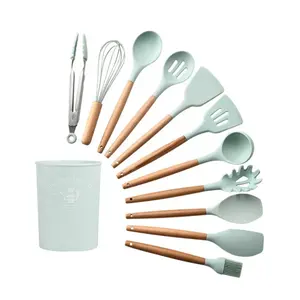 Set di utensili da cucina in Silicone antiaderente da 12 pezzi supporto per cucchiaio e utensili