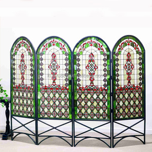 Paravent en verre teinté personnalisé à 3 panneaux, motif floral, design incurvé, écran décoratif autoportant - Product Image 1