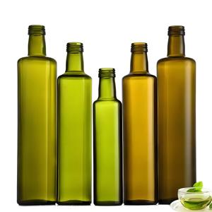 Grosir botol kaca cuka minyak zaitun warna Amber hijau datar 250ml 500ml 750ml dengan tutup sekrup - Product Image 2