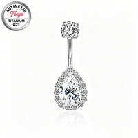 Freya G23 Titan Bauchnabelpiercing mit Innengewinde, gebogener Barbell mit Zirkonia-Wassertropfen, Bauchnabelpiercing-Schmuck für Damen und Herren