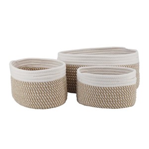 Panier de rangement <span class=keywords><strong>à</strong></span> <span class=keywords><strong>linge</strong></span> fait main surdimensionné personnalisable de style couleur unie panier de rangement en <span class=keywords><strong>corde</strong></span> de coton avec poignées - Product Image 4