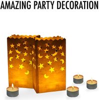 Sacs à bougies lumineux blancs durables et réutilisables en papier ignifuge avec étoiles et lune