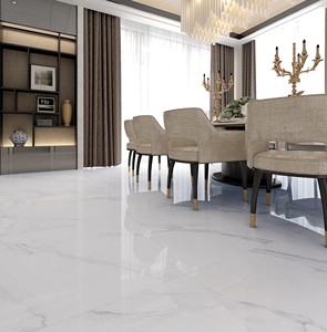 Dalles de carrelage en céramique blanches modernes effet <span class=keywords><strong>marbre</strong></span> brillant 60x60cm, épaisseur 8mm, résistantes à l'usure, vente en gros - Product Image 5