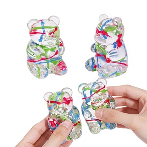 Juguete de Oso de Goma Transparente con Rayas de Pintura Arcoíris, Suave y Elástico, para Aliviar el Estrés y la Ansiedad en Niños - Product Image 5
