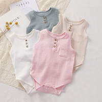 Barboteuse Giet Bebe Zomer Boutique Kleding Baby Jumpsuit Knop Katoenen Mousseline Zachte Peuter Baby Romper Oneise