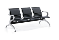 Chaise d'Attente Moderne 3 Places en Acier Inoxydable pour Espaces Publics, Hôpital et Aéroport