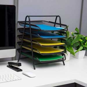 5 Tier <b>File</b> Tray <b>Organizer</b> Desk Paper Document Holder Desktop Storage for Office Home or School Organization Black - Product Image 2