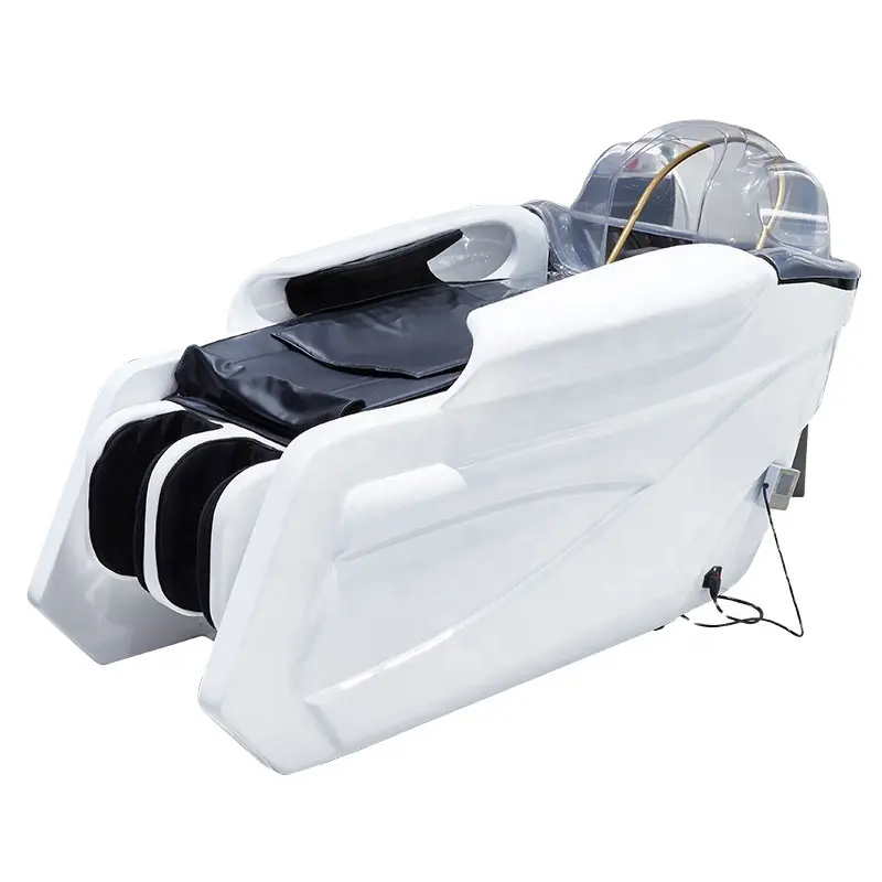 Sampo elektrik tempat tidur Salon rambut, kursi tempat tidur 3D sentuhan manusia desain baru modern kulit hitam berbaring cuci rambut dapat disesuaikan