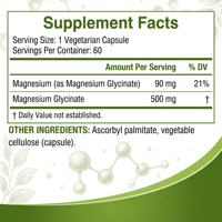 Capsules de glycinate de magnésium à marque privée, supplément de magnésium à absorption élevée avec vitamine C pour le sommeil et le bien-être corporel des adultes