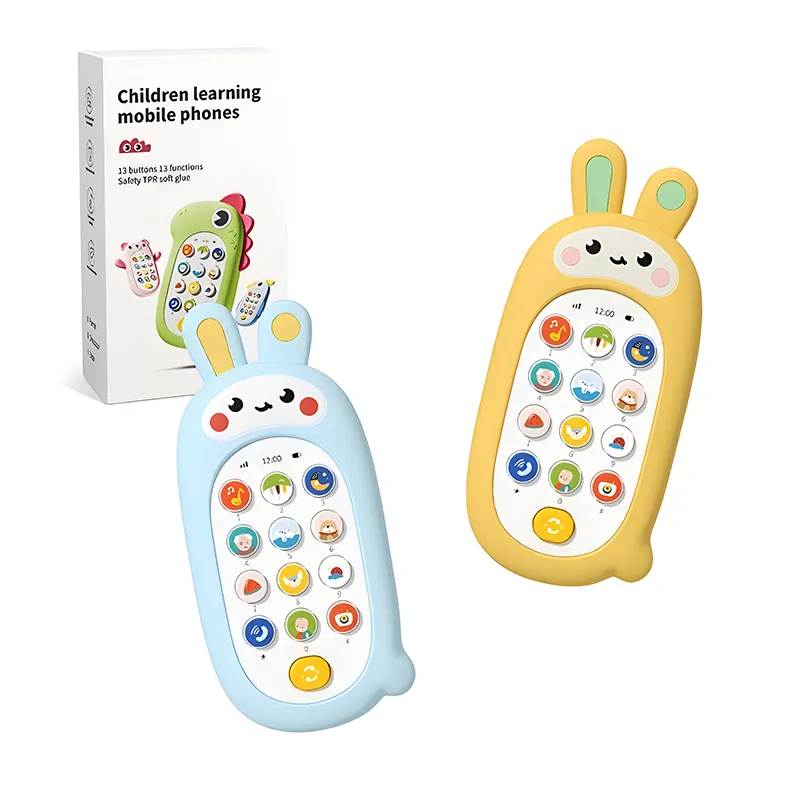 Puzzle musica elettrica giocattoli simpatico coniglio sostituibile in Silicone custodia per telefono bambini cellulare giocattoli per bambini per bambini
