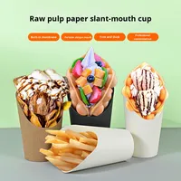 Gobelets jetables en papier kraft pour frites, gaufres, nouilles, personnalisables, pour la restauration rapide, emballage de crème glacée