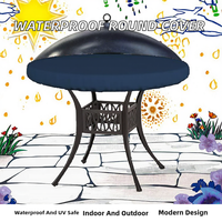 Housse de table moderne imperméable et résistante aux UV de 12 oz pour usage intérieur/extérieur, diamètre 41 po x hauteur 4 po, en polyester bleu