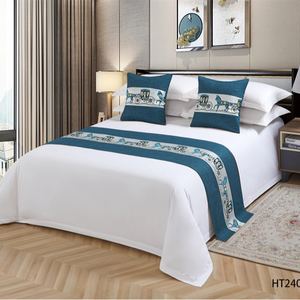 Set di biancheria da letto e cuscini coordinati Set di biancheria da letto Set di letti letto sciarpa logo personalizzato letto Hotel <span class=keywords><strong>Runner</strong></span> e Set di cuscini - Product Image 3