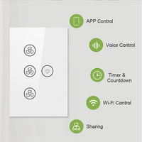 Graffiti WiFi Tuya Minuterie Intelligente Ventilateur Interrupteur Mural Maison Intelligente avec Fonction Tactile Réglable Réseau Zigbee AU