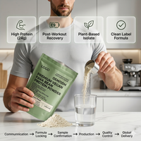 Poudre de protéines de fèves végétaliennes de qualité supérieure, service de marque privée, formule personnalisée, étiquette claire, approvisionnement en vrac, ISO HACCP, délai de livraison rapide