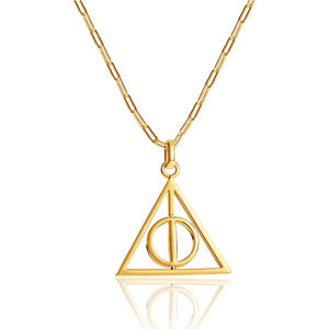 Gemnel Deathly Hallows Spinning 18K chapado en oro Triángulo personalizado clip cadena collares - Product Image 1