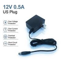 Adaptateur secteur AC 100V-240V, sortie DC 12V 0,5A 6W, adaptateur 12V avec prise US pour pilote LED, système de sécurité, moniteur LCD
