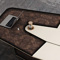 Table de conférence de direction en bois massif de luxe avec 16 chaises, design octogonal moderne pour hôtel et bureau