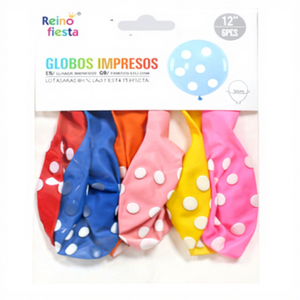 Lot de 6 ballons mats de 12 pouces, couleurs mélangées, à pois, design élégant et épais, pour la fête des mères, les événements de remise de diplômes, décorations Peiyong - Product Image 1