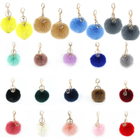 Usine En Gros Personnalisé Noël Pompon Moelleux Doux 8cm Faux Lapin Boule De Fourrure Porte-clés