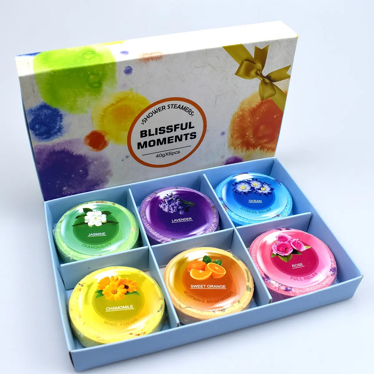 Private Label Customization Aromatherapy Fragrance Relax Shower Time 6 Pack Shower Steamers Gift Set