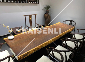 Table à manger en noyer massif, plateau en bois naturel brut, mobilier pour restaurant et hôtel, plateau en bois massif naturel d'une seule pièce M - Product Image 2