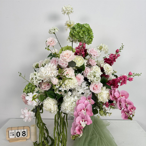 Décoration florale pour événement romantique de la Saint-Valentin, boule de fleurs blanche, verte et rose de 70 cm, centre de table, boule de fleurs en soie faite à la main - Product Image 2