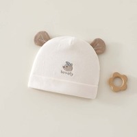 Bonnet bébé double couche nouveau-né 0-3 mois quatre saisons motif brodé dessin animé petit ours unisexe doux et respectueux de la peau