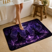 Tapis de salon moderne en polyester lavable, insonorisant et antidérapant, motif cercle de cristal de trois sorcières en velours synthétique, pour Halloween