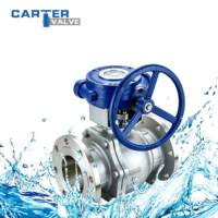 Vanne à boisseau sphérique industrielle à bride en acier inoxydable 304 316 CF8, à commande manuelle par vis sans fin, deux pièces, à passage plein, pour eau, huile, gaz, alimentation, normes ANSI DIN PN16