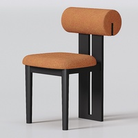 Chaise de salle à manger en bois massif nordique, revêtement en cuir, sans accoudoirs, personnalisable, design moderne du milieu du siècle, pour la maison et les restaurants