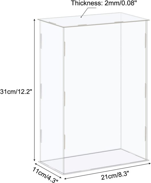 MECCANIXITY Acrylic Display Case Box Clear Dustproof Protection 8.3x4.3x12.2 Inch for Collectibles Display