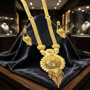 Collares largos de oro de 14K, 18K, 24K al por mayor, collares largos de diseño tradicional, conjunto de joyería larga de latón dorado a la moda - Product Image 2