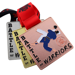 Medallas Deportivas Personalizadas de Artes Marciales, Judo y Taekwondo, Forma Cuadrada, Esmalte 3D, Aleación de Zinc, para Karate y Competiciones de Judo - Product Image 4