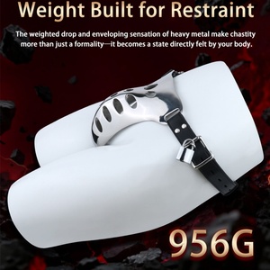 Tanga Sexy para Hombre FX-NK9009L con Jaula Metálica para Pene y Cinturón de Castidad de Cuero con Cierre, Lencería Bondage para Hombres Gay - Product Image 3