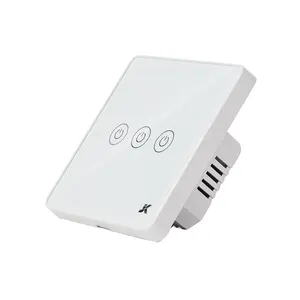 Panel de vidrio templado con Control remoto, Interruptor táctil inteligente Wifi Modular de 3 entradas tipo UE/RU